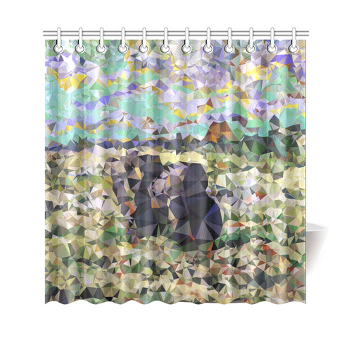 Two Women Digging in Snow Abstract Triangles Shower Curtain 69"x70"