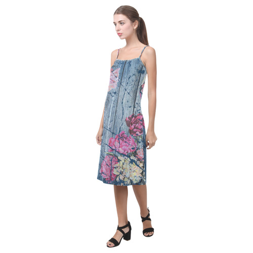 Shabby chic with painted peonies Alcestis Slip Dress (Model D05)