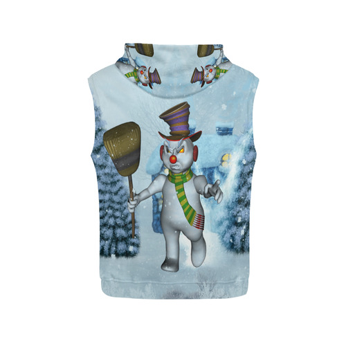 Funny grimly snowman All Over Print Sleeveless Hoodie for Men (Model H15)