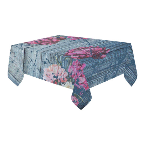 Shabby chic with painted peonies Cotton Linen Tablecloth 60" x 90"