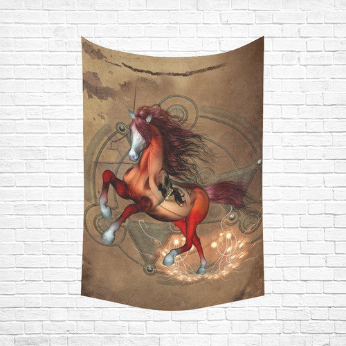 Wonderful horse with skull, red colors Cotton Linen Wall Tapestry 60"x 90"