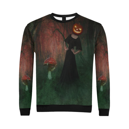 The Halloween Pumpkin Witch All Over Print Crewneck Sweatshirt for Men (Model H18)