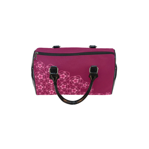 Floral & Burgundy Boston Handbag (Model 1621)