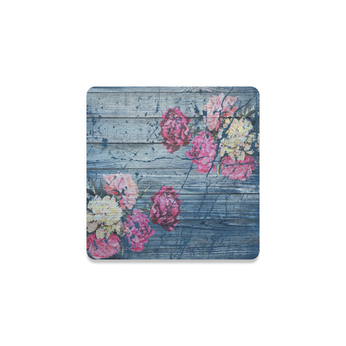 Shabby chic with painted peonies Square Coaster