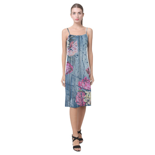 Shabby chic with painted peonies Alcestis Slip Dress (Model D05)