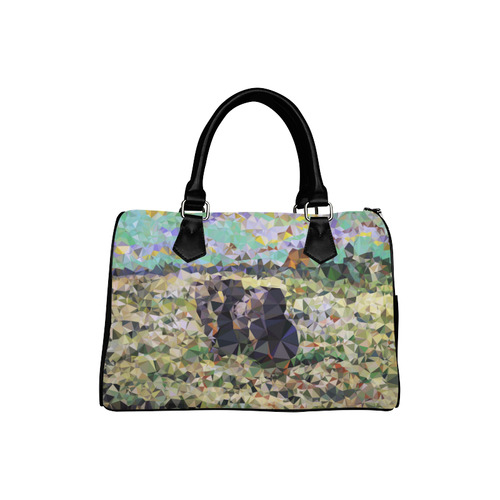 Two Women Digging in Snow Abstract Triangles Boston Handbag (Model 1621)