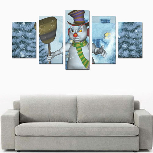 Funny grimly snowman Canvas Print Sets D (No Frame)