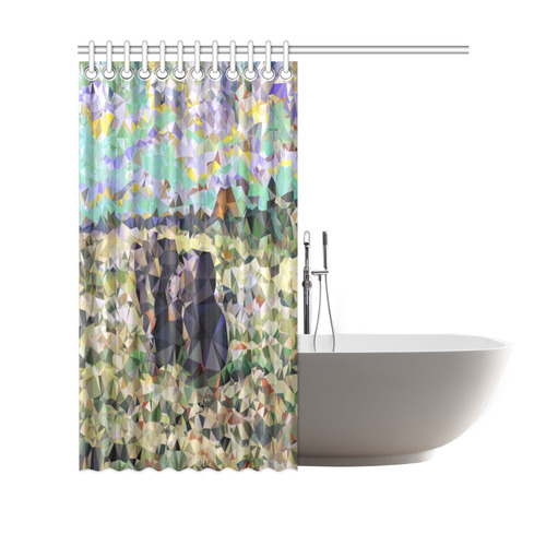 Two Women Digging in Snow Abstract Triangles Shower Curtain 69"x70"