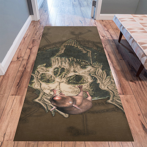 Awesome skull with rat Area Rug 9'6''x3'3''