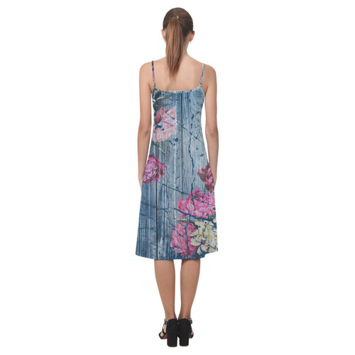 Shabby chic with painted peonies Alcestis Slip Dress (Model D05)