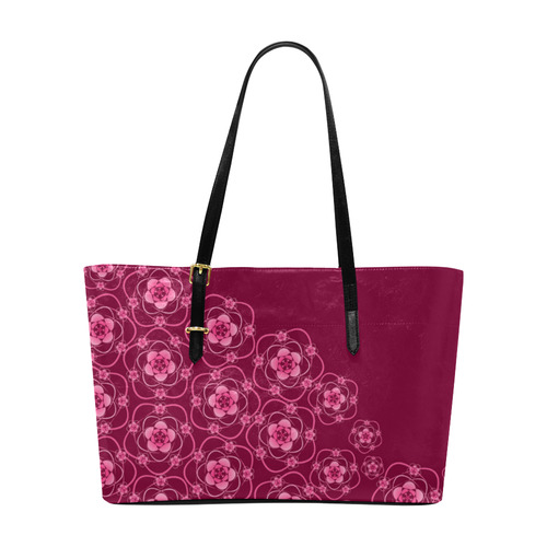 Floral & Burgundy Euramerican Tote Bag/Large (Model 1656)