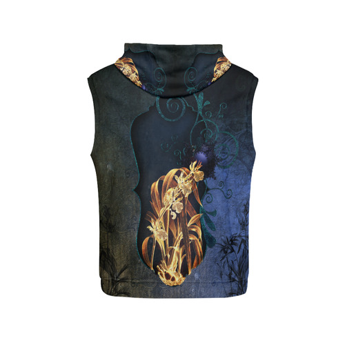 Beautiful flowers on vintage background All Over Print Sleeveless Hoodie for Men (Model H15)