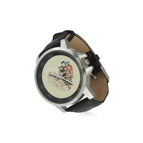 coeur alphabet1 Unisex Stainless Steel Leather Strap Watch(Model 202)