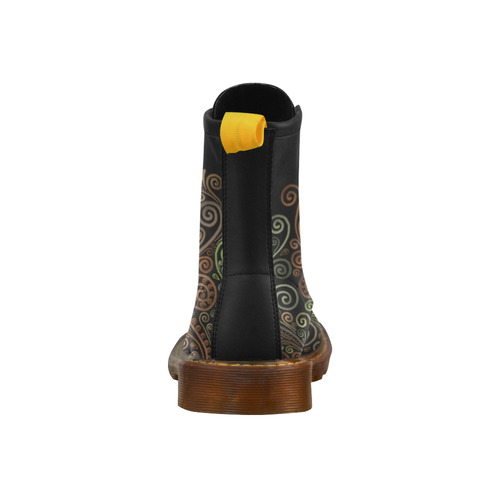 3D Psychedelic, Sand Clock High Grade PU Leather Martin Boots For Women Model 402H