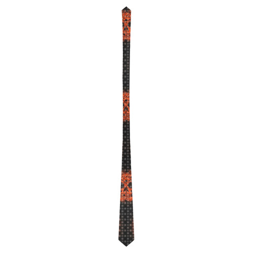 skulls and dotts, orange by JamColors Classic Necktie (Two Sides)