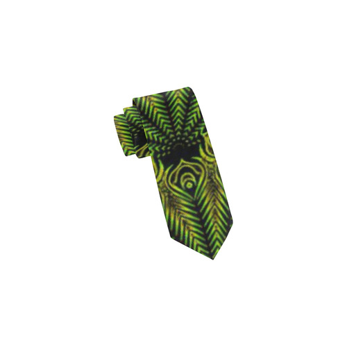 Feather pattern yellow green by JamColors Classic Necktie (Two Sides)