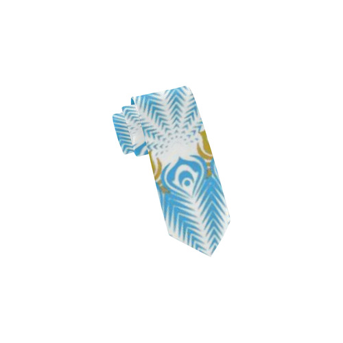 feather pattern,aqua golden by JamColors Classic Necktie (Two Sides)
