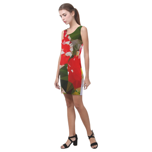 Amanita Muscaria Red White Mushroom Triangles Medea Vest Dress (Model D06)