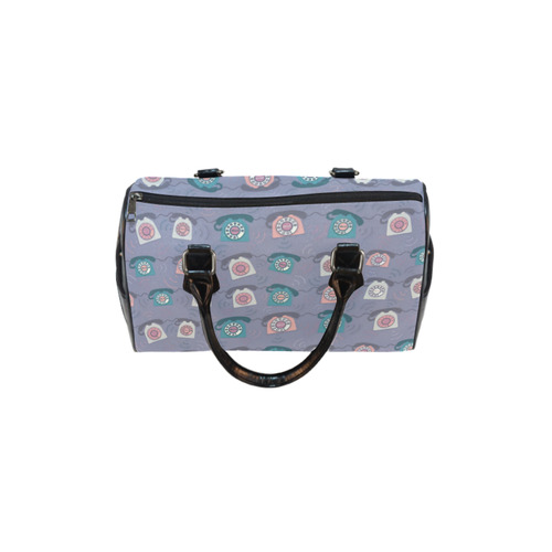 Retro Phone Pattern - Pink and Purple Boston Handbag (Model 1621)