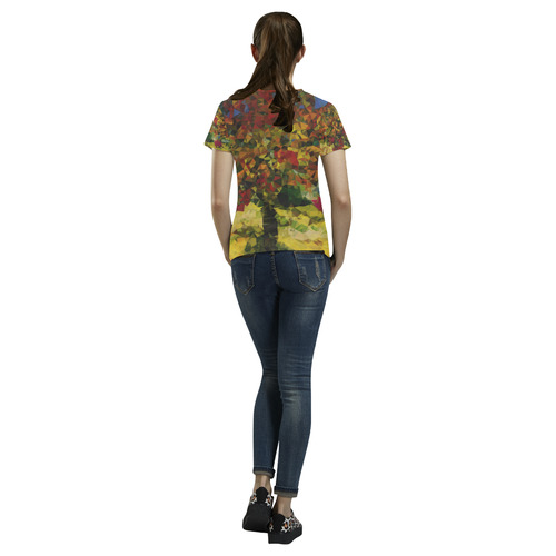 Van Gogh Mulberry Tree Abstract Triangles All Over Print T-Shirt for Women (USA Size) (Model T40)
