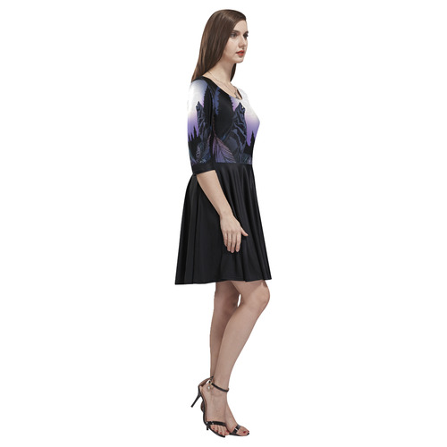 Howling Wolf Tethys Half-Sleeve Skater Dress(Model D20)