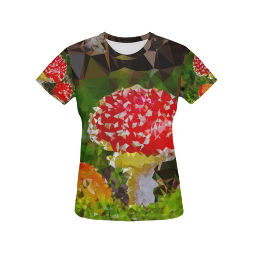 Amanita Muscaria Red White Mushroom Triangles All Over Print T-Shirt for Women (USA Size) (Model T40)