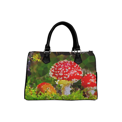 Amanita Muscaria Red White Mushroom Triangles Boston Handbag (Model 1621)