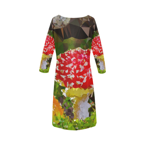 Amanita Muscaria Red White Mushroom Triangles Round Collar Dress (D22)