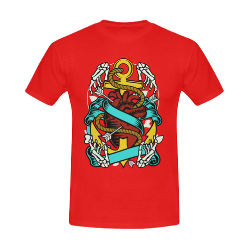 Heart And Anchor Modern Red Men's Slim Fit T-shirt (Model T13)