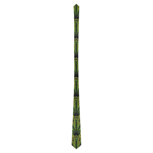 Feather pattern yellow green by JamColors Classic Necktie (Two Sides)