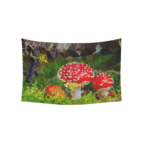 Amanita Muscaria Red White Mushroom Triangles Cotton Linen Wall Tapestry 60"x 40"