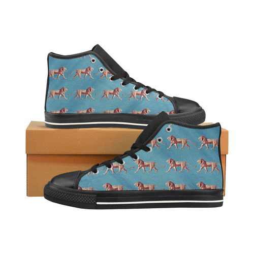 Mesopotamian Lion High Top Shoes Men’s Classic High Top Canvas Shoes /Large Size (Model 017)