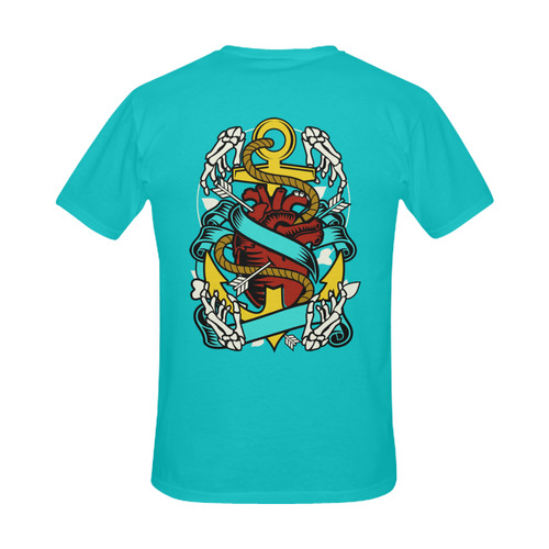 Heart And Anchor Modern Turquoise Men's Slim Fit T-shirt (Model T13)