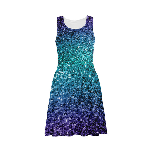 Beautiful Aqua blue Ombre glitter sparkles Atalanta Sundress (Model D04)