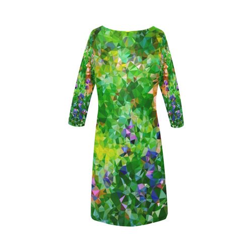 Geometric Triangles Floral Garden after Monet Round Collar Dress (D22)