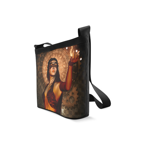 Steampunk lady with mask Crossbody Bags (Model 1613)