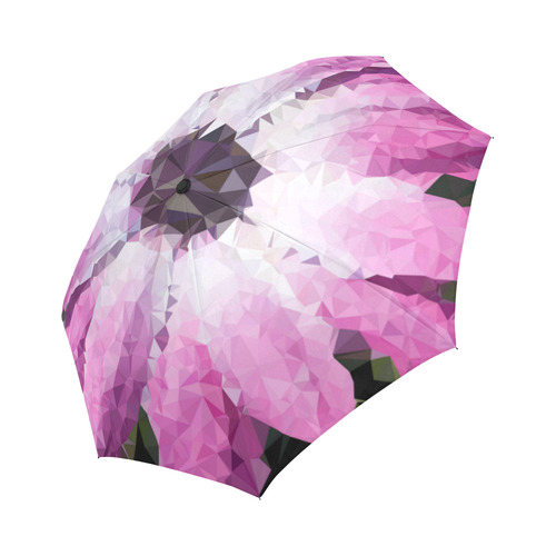 Pink Flower Floral Geometric Triangles Auto-Foldable Umbrella (Model U04)