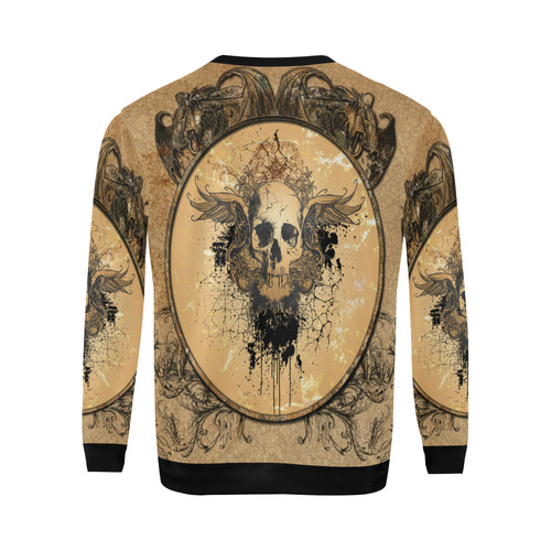 Awesome skull with wings and grunge All Over Print Crewneck Sweatshirt for Men/Large (Model H18)