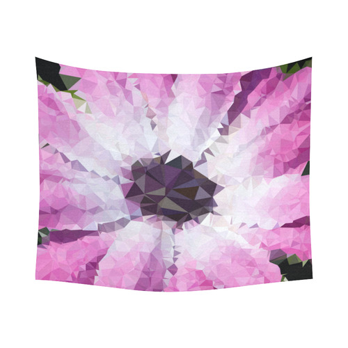 Pink Flower Floral Geometric Triangles Cotton Linen Wall Tapestry 60"x 51"