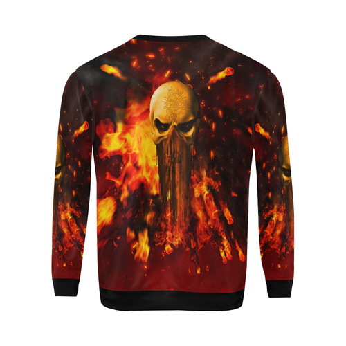 Amazing skull with fire All Over Print Crewneck Sweatshirt for Men/Large (Model H18)