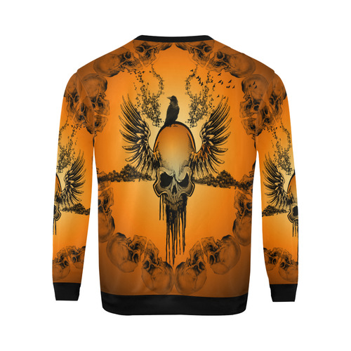 Amazing skull with crow All Over Print Crewneck Sweatshirt for Men/Large (Model H18)