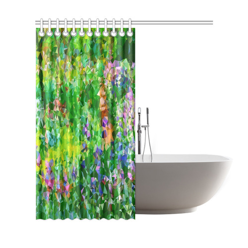 Geometric Triangles Floral Garden after Monet Shower Curtain 69"x72"