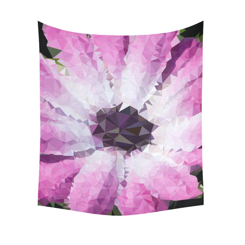 Pink Flower Floral Geometric Triangles Cotton Linen Wall Tapestry 51"x 60"