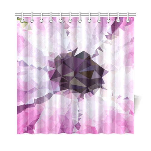 Pink Flower Floral Geometric Triangles Shower Curtain 72"x72"