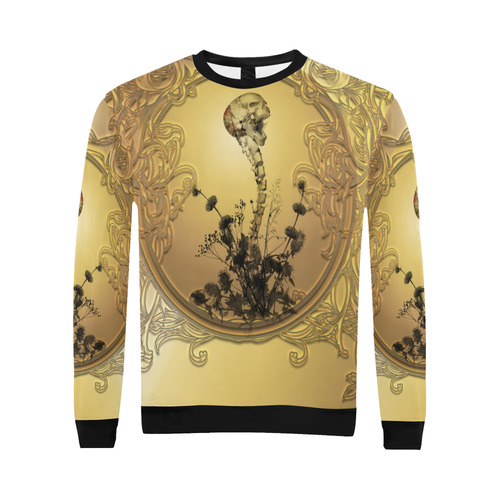 Awesome golden skull All Over Print Crewneck Sweatshirt for Men/Large (Model H18)