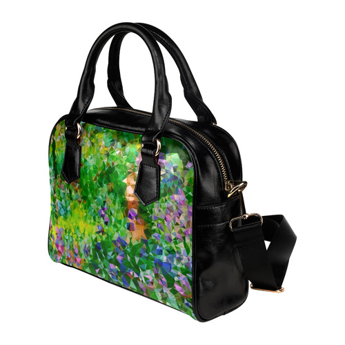 Geometric Triangles Floral Garden after Monet Shoulder Handbag (Model 1634)