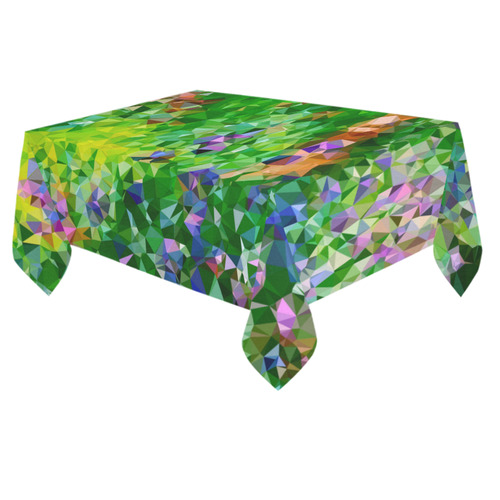 Geometric Triangles Floral Garden after Monet Cotton Linen Tablecloth 60"x 84"