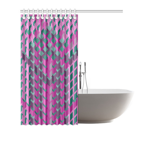Pink & Green Cubes Geometric Abstract Shower Curtain 72"x72"
