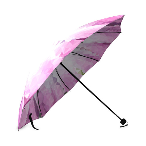 Pink Flower Floral Geometric Triangles Foldable Umbrella (Model U01)