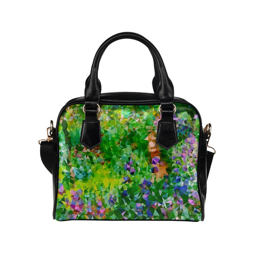 Geometric Triangles Floral Garden after Monet Shoulder Handbag (Model 1634)